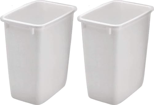 36-Quart Open Top Plastic Wastebasket White Trash Can 2-Pack