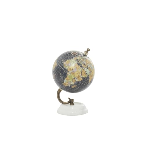 Modern Decorative Globe with Marble Base, 8-Inch Black World Desk Decor