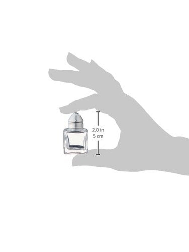 New Star Foodservice 22254 Glass Cube Mini Salt and Pepper Shaker with Stainless Steel Top, 0.5-Ounce, Set of 48