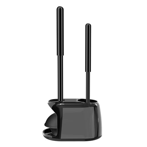 Heavy Duty Toilet Brush and Plunger Set with Holder, Black Bathroom Combo