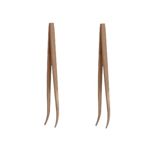 Mozff 2-Pack Wooden Reptile Feeding Tongs - 28cm Eco-Friendly Angled Tweezers for Reptiles & Amphibians