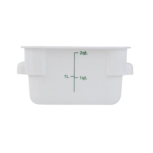 Restaurantware Food Storage Container 10 Pack of 2 qt Plastic Kitchen Storage Bin with Volume Markers Space-Efficient Design Dishwasher-Safe Polypropylene White