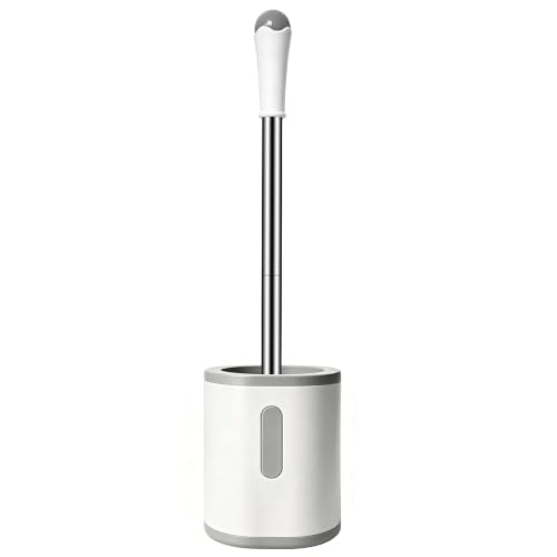 Compact Toilet Brush and Holder Set - Stainless Steel Handle, Space Saving