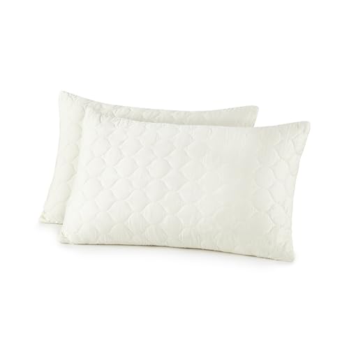 Organic Cotton Quilted Pillow Protectors with Zipper - Standard, 2-Pack