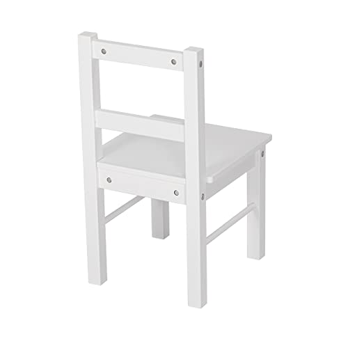 Solid Wood Kids Chairs - Set of 2 White Wooden Toddler Chairs for Playrooms