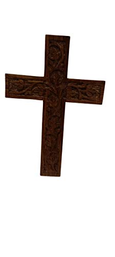 Wooden Wall Cross Crucifix - 6-Inch Rosewood Catholic Wall Decor