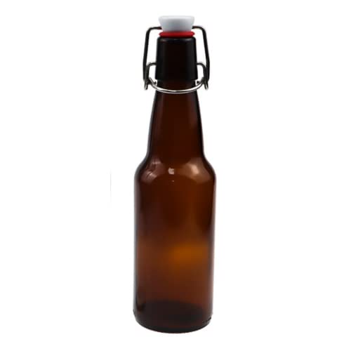 1 Gallon Glass Jug with 6 Pack 16oz Amber Flip-Top Beverage Growlers