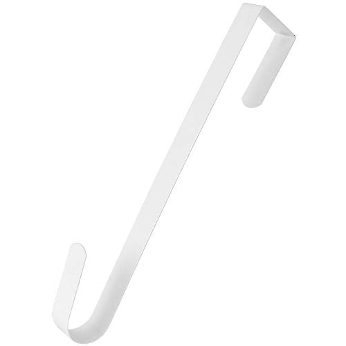 Over the Door Wreath Hanger Hook - 12 Inch White Metal Holder for Doors