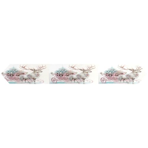 Senya Pink Christmas Elk Table Runner 14x108 Inches - Holiday Decor