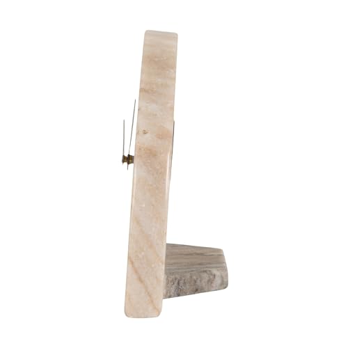 Half Moon Marble Mantel Clock - Beige Modern Table Clock 10-Inch