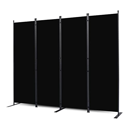 4-Panel Folding Room Divider, 88-Inch Portable Privacy Screen, Black