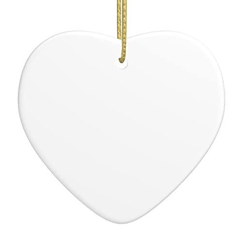 Personalized Ceramic Heart Christmas Ornament DIY Custom Holiday Decoration - White