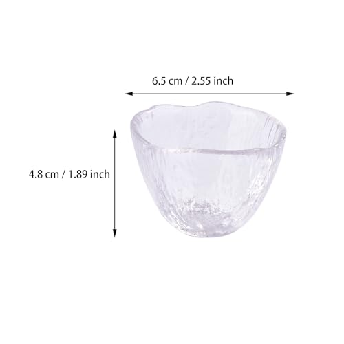 LMRLCS Set of 4 Glass Sake Cups 1.7oz Textured Japanese Style Drinking Glasses