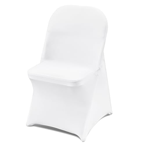 White Spandex Folding Chair Covers - Set of 30 Universal Stretch Slipcovers