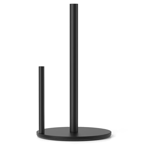 Black Stainless Steel Paper Towel Holder with Weighted Non-Slip Base