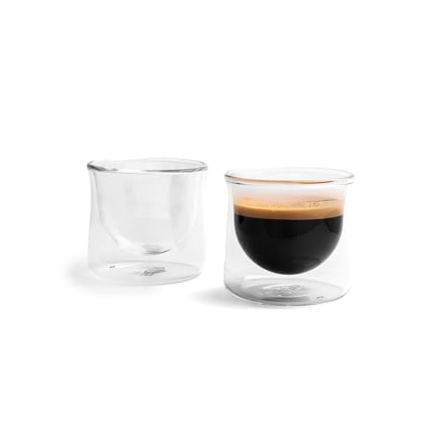 FLUR Clear Double-Walled Espresso Glasses Set of 2 – Insulated Borosilicate, Handmade, 3oz