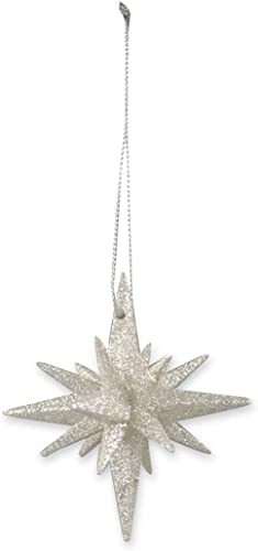 Bethany Lowe Platinum Sparkle Moravian Star Ornaments Set of 6 Christmas Decor