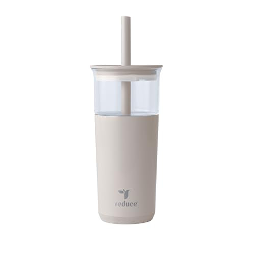20oz Vacuum Insulated Glass Tumbler with Extra Wide Straw and Lid