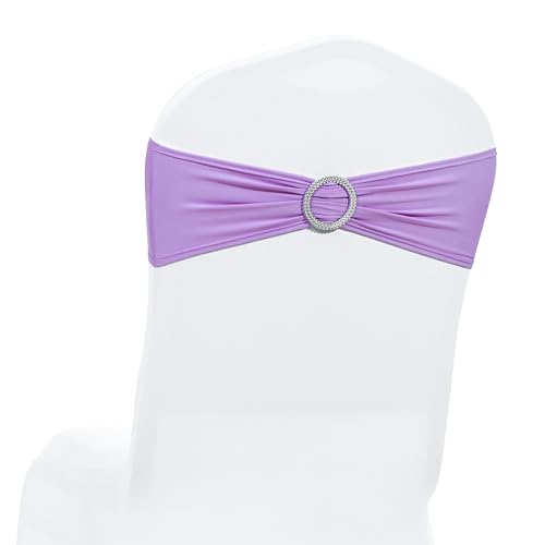 Spandex Chair Sashes with Slider Buckle - Pack of 100 Lavender Stretch Bands