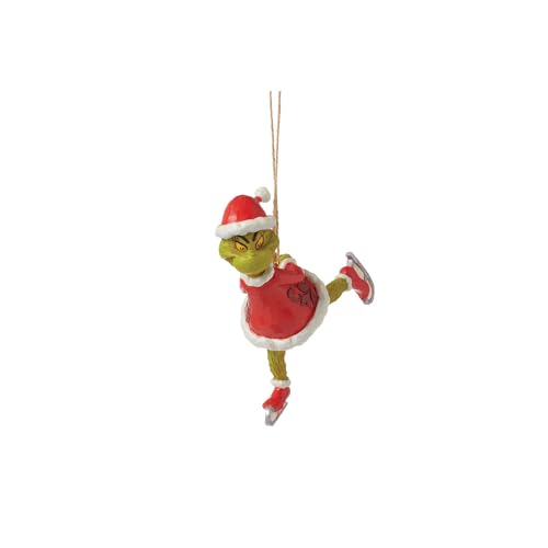 Enesco Jim Shore Grinch Ice Skating Ornament - Hand Painted Christmas Figurine