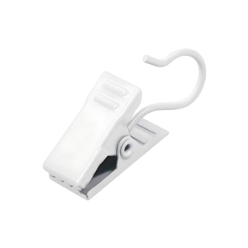 White Stainless Steel Curtain Clips with Hooks - 100 Pack Hanging Utility