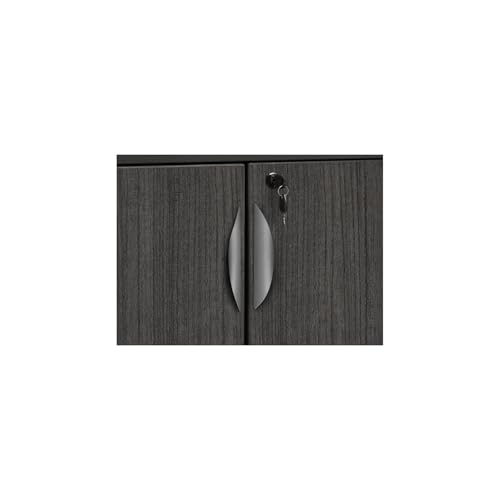 29-Inch Locking Storage Cabinet with Open Hutch, Ash Grey
