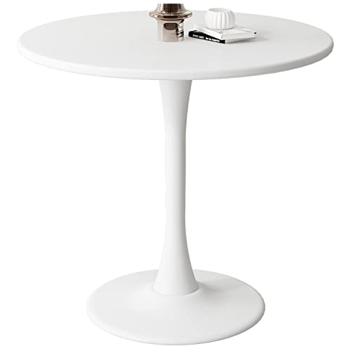 24-Inch Round Tulip Dining Table, Mid-Century Modern White Kitchen Table