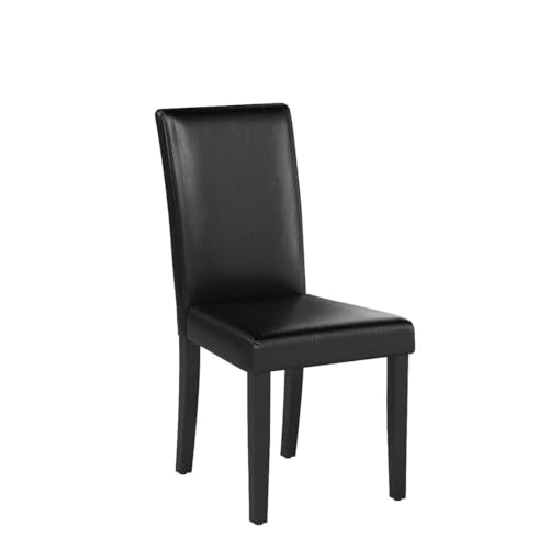Modern Faux Leather Dining Chairs Set of 4 - High Back Kitchen Chairs, Black