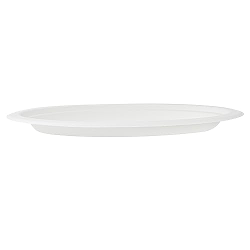 Restaurantware Pulp Safe No PFAS Added 10.4 x 7.8 Inch Medium Oval Plates 100 Disposable Plates - Home Compostable Microwavable And Freezable White Bagasse Plates For Hot And Cold Foods