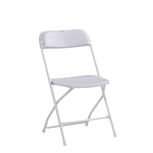 10-Pack White Plastic Folding Chairs - Commercial Steel Frame Event Seats