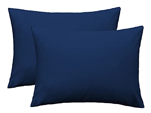 100% Cotton Pillowcase Set, Standard Size 20x26, Navy Blue Zipper Closure