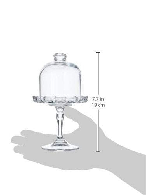 Decoret Mini Cake Stand Glass Cupcake Display Plate with Dome Cover Pedestal Dessert Stand Holder for Wedding Birthday Party Supplies (Flower)