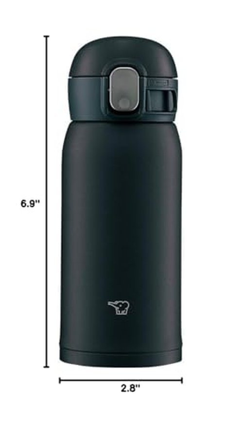 Zojirushi SM-WA36-BA Zojirushi Water Bottle, One-Touch Stainless Steel Mug, Seamless 0.36L Black