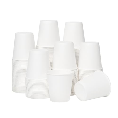 3 oz Disposable Paper Cups (100 Pack) - Small Bathroom & Tasting Cups