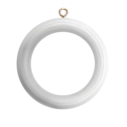 Wooden Curtain Pole Rings with Screw Eye, 45mm Inner Diameter, White, 24 Pack