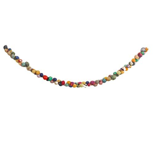 Desi Favors Handmade Kantha Saree Bead Garland Multi Color 6.5 FT Boho Xmas Banner