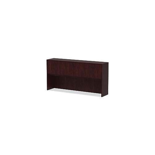 Alera Valencia Series Mahogany Hutch with Doors, 4 Compartments, Desktop Storage