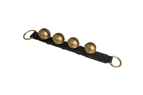 Hanging Brass Sleigh Bells on Leather Strap for Door Knob and Pet Training
