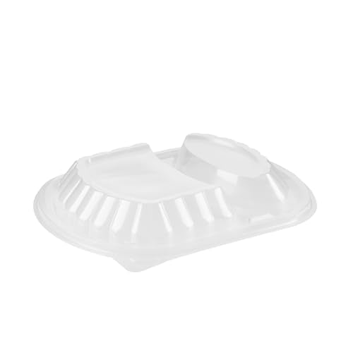 Restaurantware-Chef 101 28 Ounce Meal Prep Containers, 100 Microwavable To Go Containers With Lids - 2 Compartments, Disposable, Black Plastic Oval Food Containers, For Hot And Cold Food, Freezable