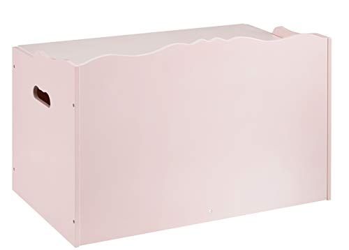 Amazon Basics Pink Wooden Toy Storage Chest with Safety Lid, 30x18x19 Inches