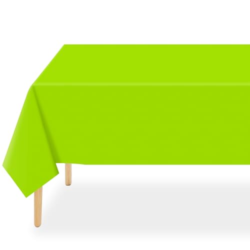 QIKSION 2 Pack Lime Green Plastic Tablecloth - Neon Green 54 x 108 Inches, Disposable Party Cover