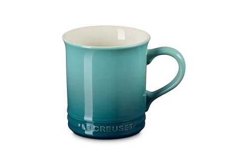 Stoneware Vancouver Coffee Mug, 14 oz, Gold Handle Riviera Blue