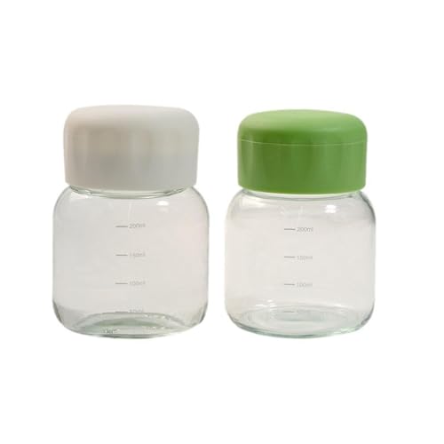 GWYANVCIT Green Mini Chubby Glass Water Cup 301-400ml Sealed Milk Bottle