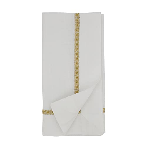 SARO Lifestyle Gold 20" x 20" Embroidered Border Table Napkins Set of 4