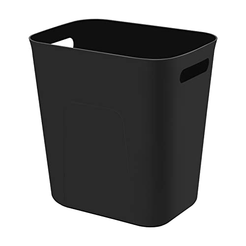 UUJOLY 3.5 Gallon Small Plastic Trash Can, Black Wastebasket for Bathroom and Office