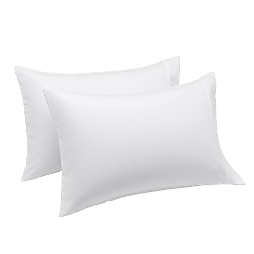 Soft Microfiber Pillowcases, Standard Size 20" x 30", Set of 2, White