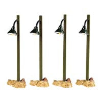 Rustic Lighted Street Lamps Set of 4 for Christmas Village Decor