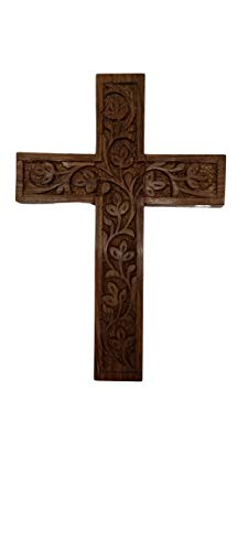 Wooden Wall Cross Crucifix - 6-Inch Rosewood Catholic Wall Decor