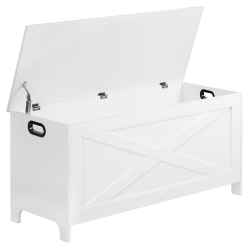 39.4-Inch Storage Bench with Safety Lid, Modern Toy Chest & Entryway Organizer