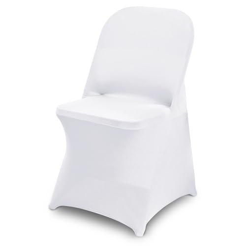 10 Pack White Stretch Spandex Folding Chair Covers for Events